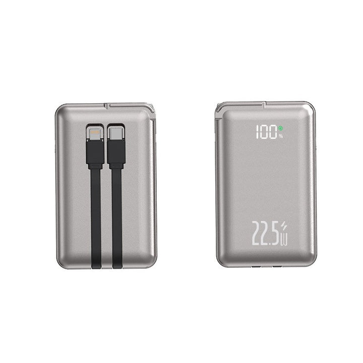 Slim Powerbank with Integrated Charging Cables and Digital Display Bowlift