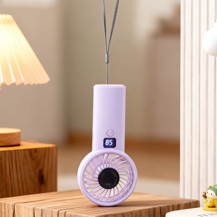 Women's Portable USB Hand Fan with Digital Display and Ergonomic Design Bowlift