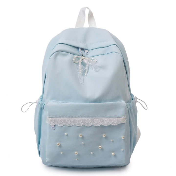 Decorative Pearl-Embellished Backpack Bowlift