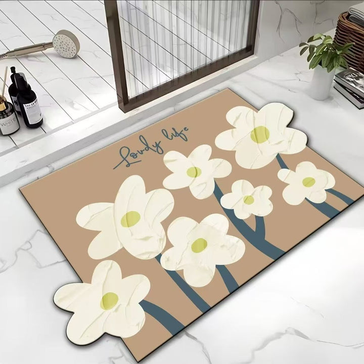 Floral Print Bath Mat Bowlift