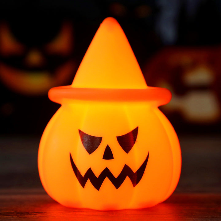 Halloween LED Pumpkin Mood Light with Witch Hat