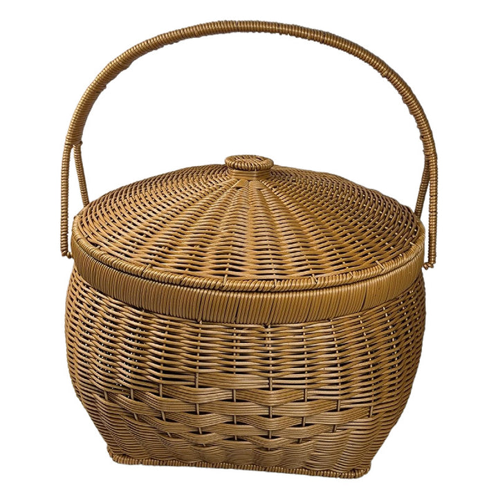 Lidded Woven Storage Basket Bowlift