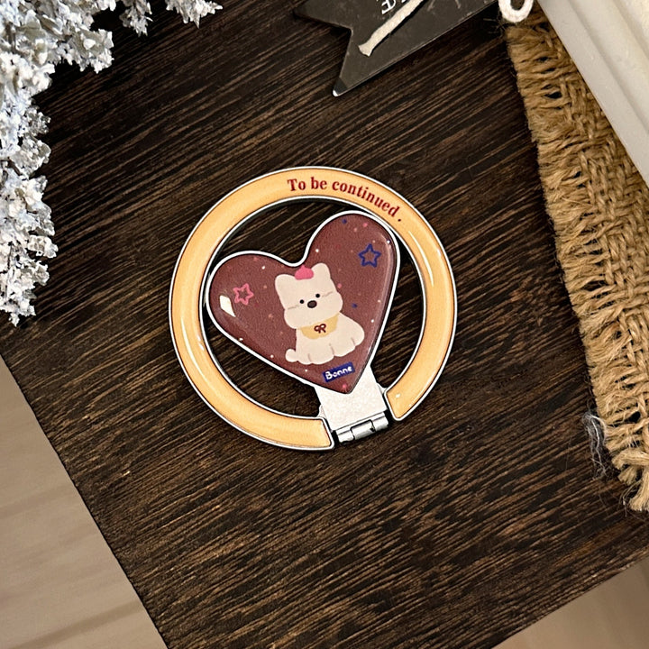 Hand mirror in heart-shaped design with cute bear motif Bowlift