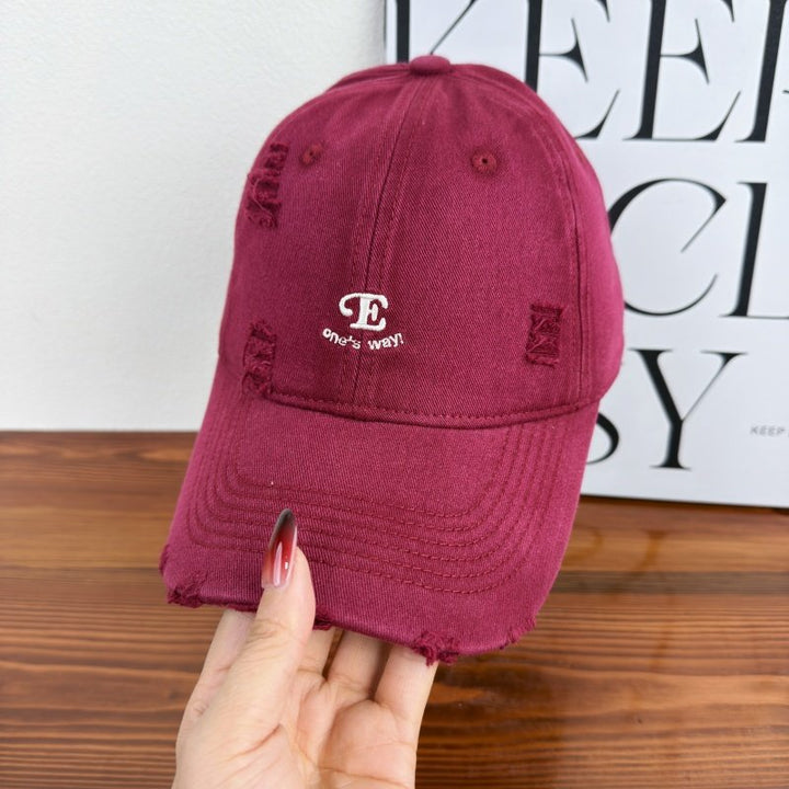 Unisex Distressed Denim Cap Bowlift