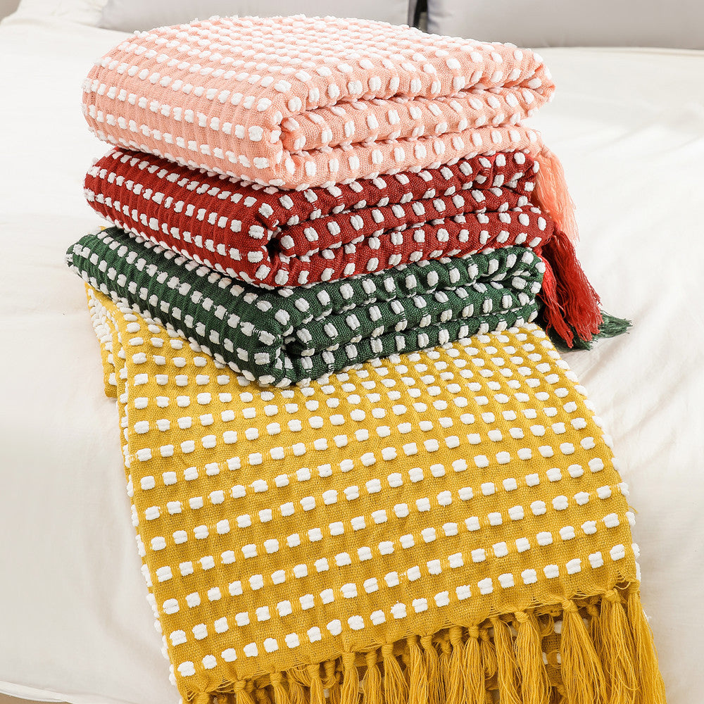Textured Cotton Throw Blanket Bowlift