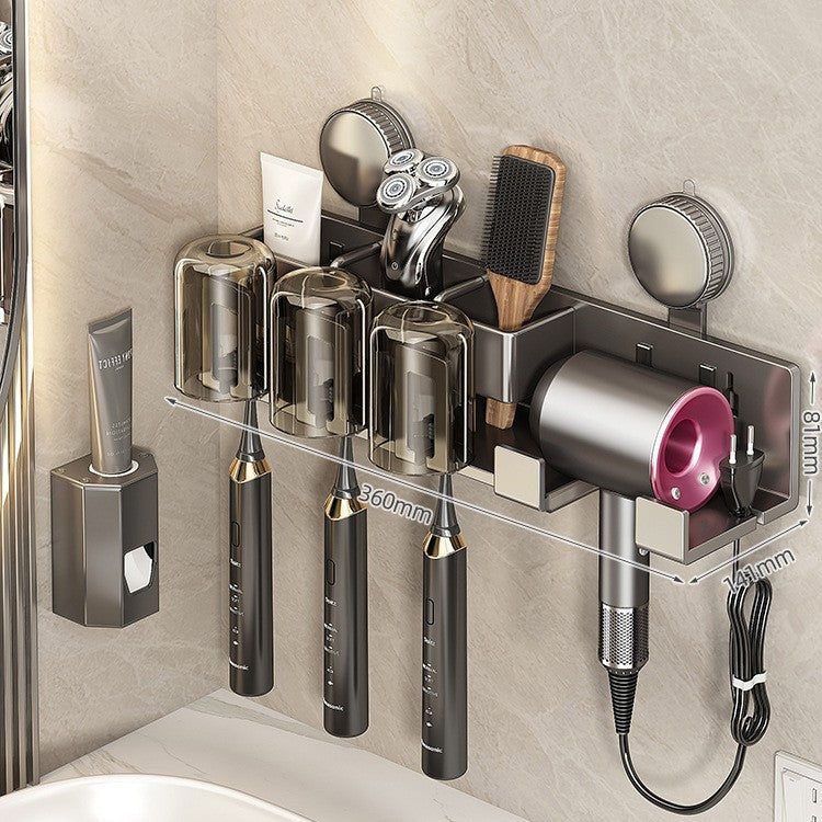 Wall-Mounted Hair Tool Organizer with Storage Compartment Bowlift