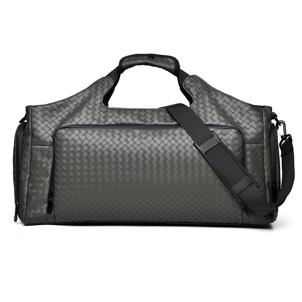 Woven Leather Travel Duffel Bag Bowlift