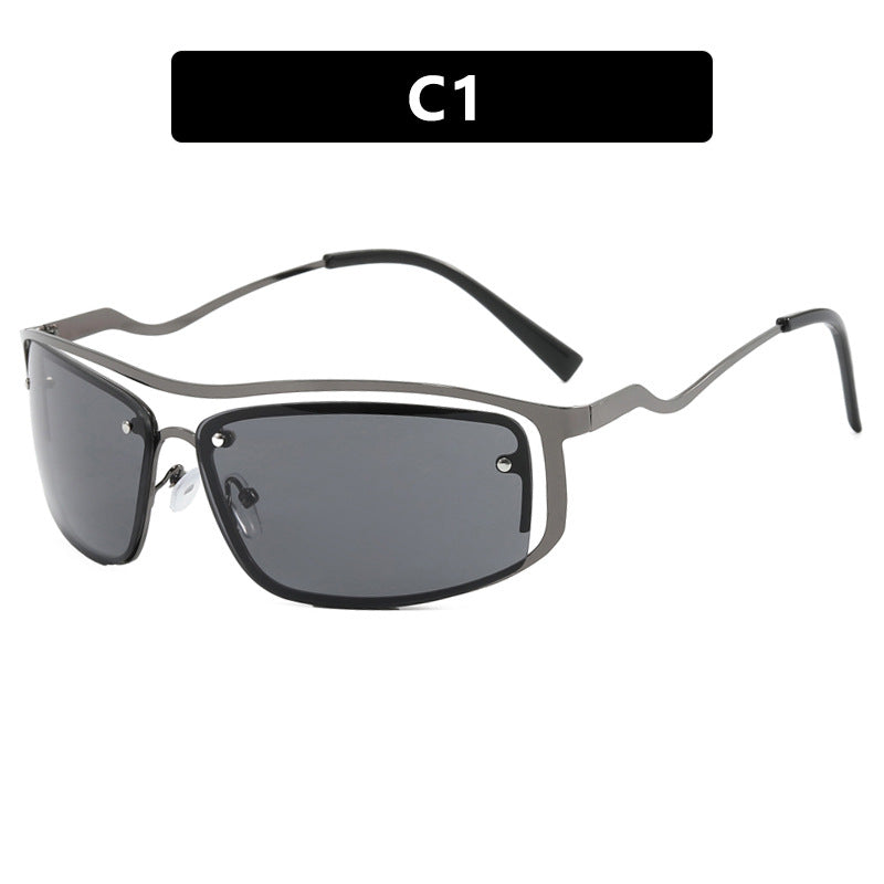 Women’s futuristic sunglasses with an elegant metal frame and high-transparent lenses Bowlift