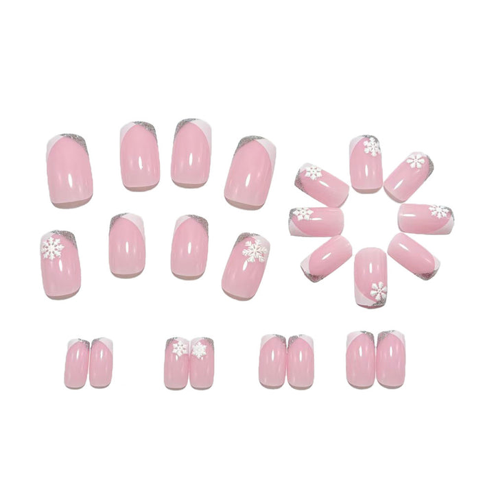 Artificial nails with glamorous snowflake design Bowlift
