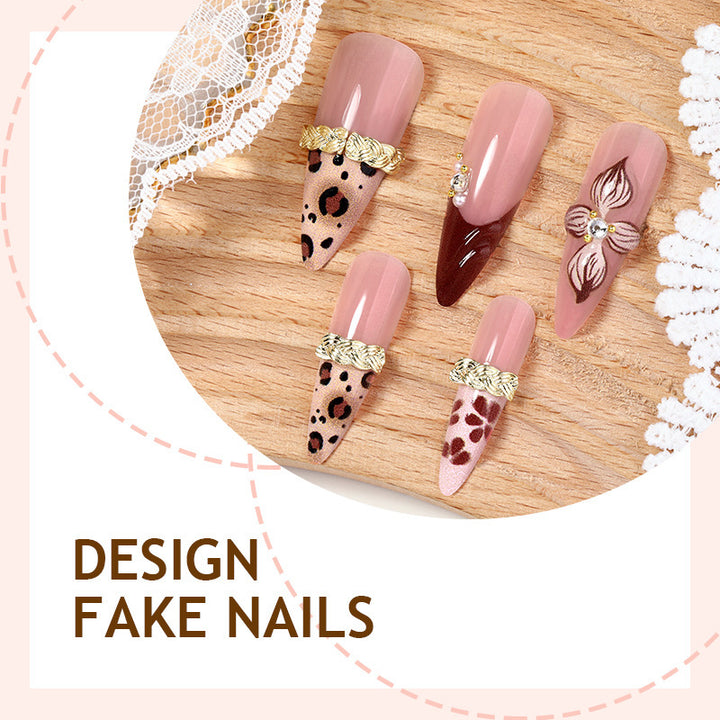 Art nail set with luxurious floral and leopard designs Bowlift