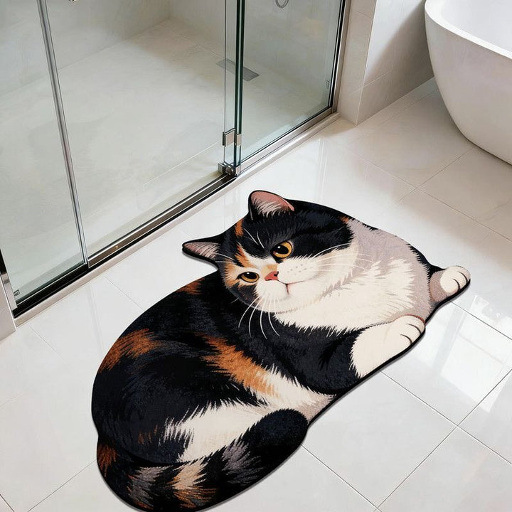 Cat-Themed Plush Bath Rug Bowlift