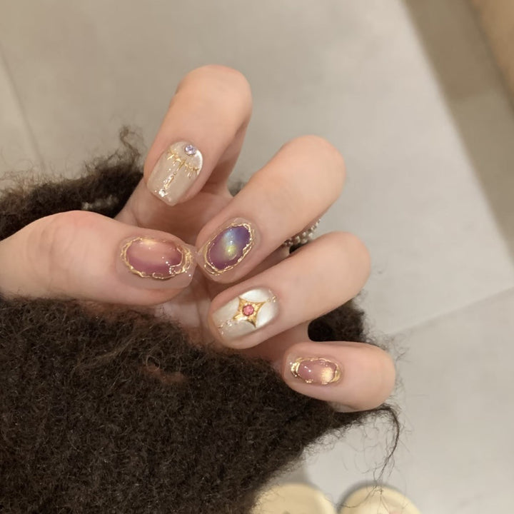 Glamorous Rhinestone-Embellished Press-On Nail Set