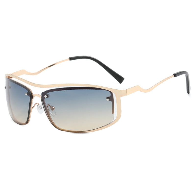 Women’s futuristic sunglasses with an elegant metal frame and high-transparent lenses Bowlift