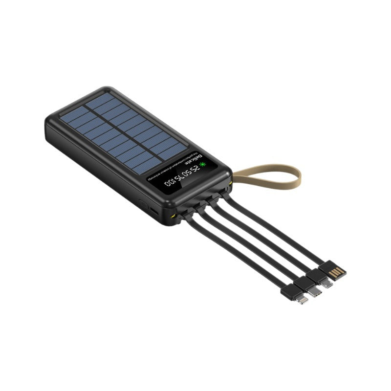 Portable solar power bank with integrated multifunction charging cable and digital display Bowlift