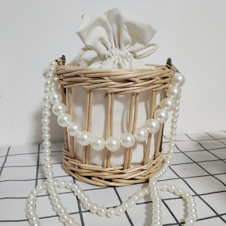 Women's basket bag with pearl jewelry closure Bowlift