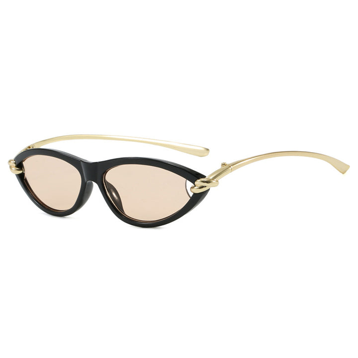 Women's Cat-Eye Sunglasses with Elegant Metal Frame and Protective UV Filter Bowlift