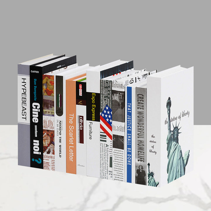 Decorative faux book storage box set for bookshelf styling Bowlift