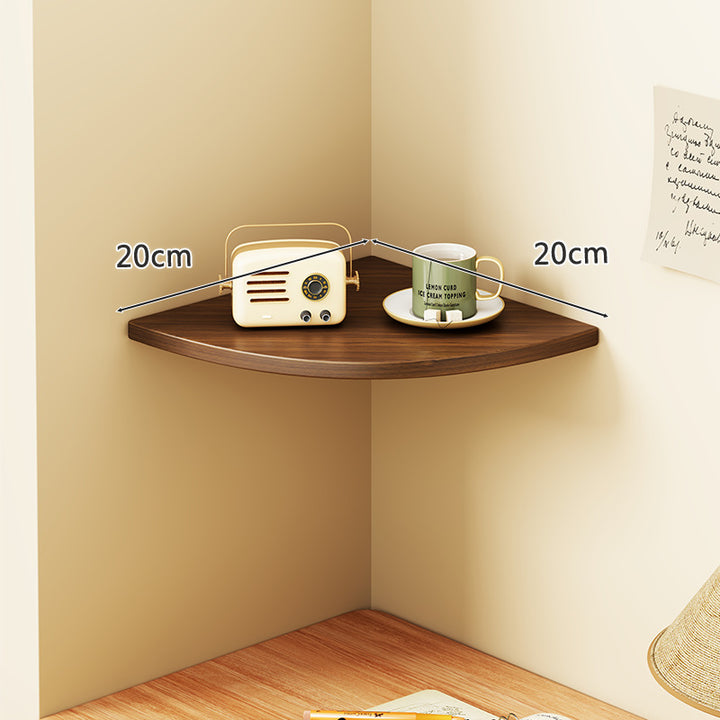 Solid Wood Corner Shelf with Metal Support Brackets