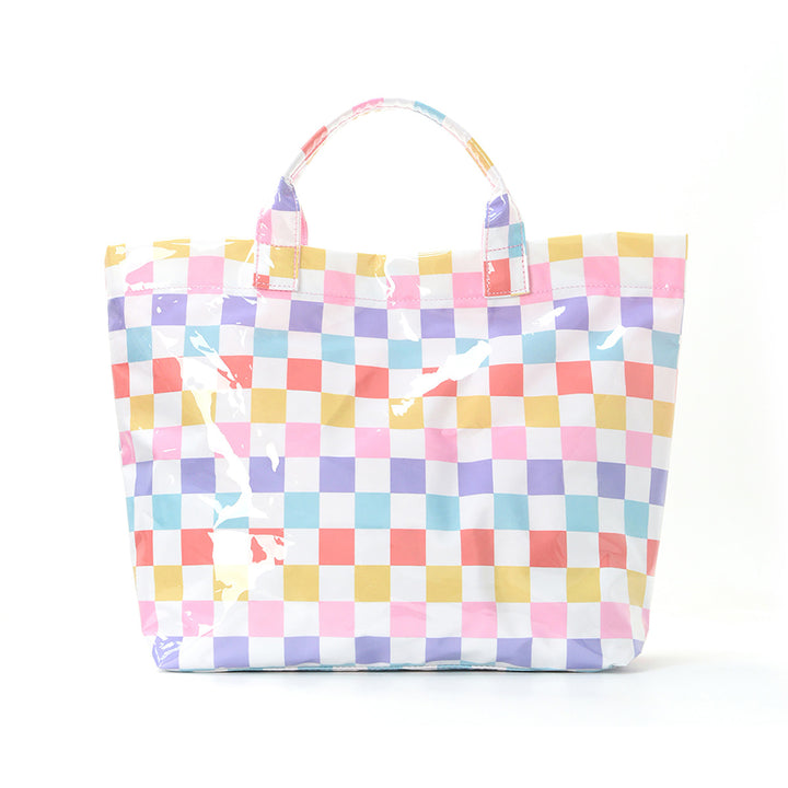 Beach bag with colorful check pattern and water-repellent coating Bowlift