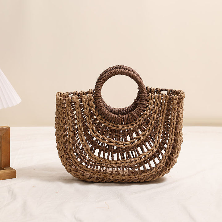 Handcrafted basket bag with stylish ring handle Bowlift