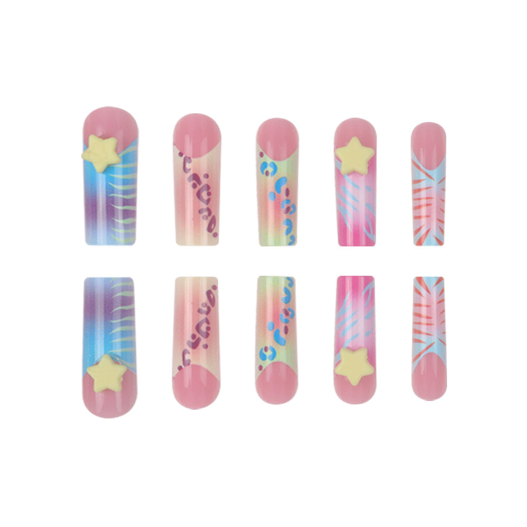 Artistic Press-On Nails with Vibrant Patterns Bowlift
