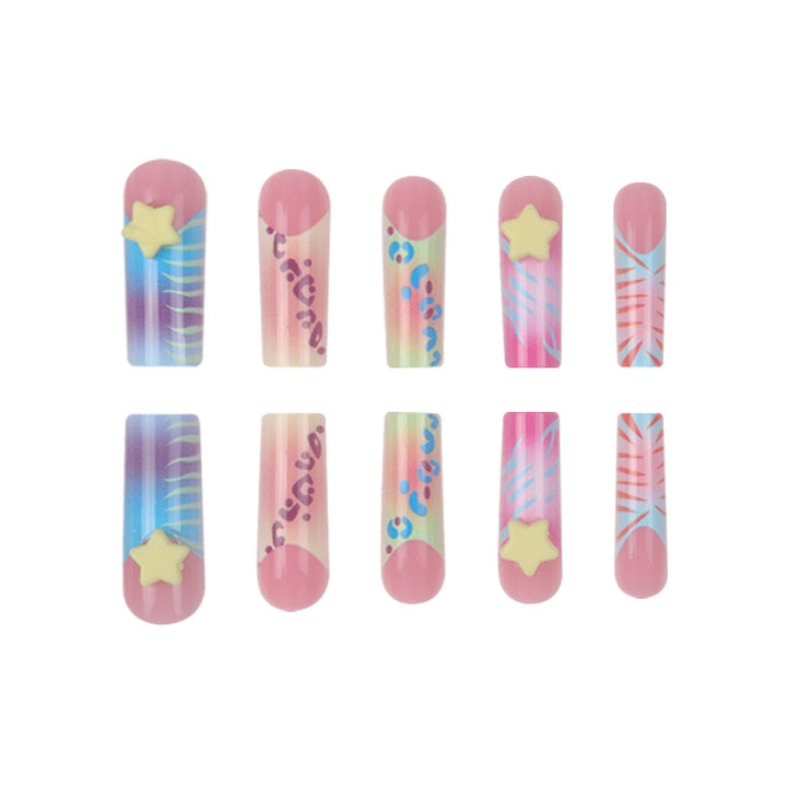 Artistic Press-On Nails with Vibrant Patterns Bowlift