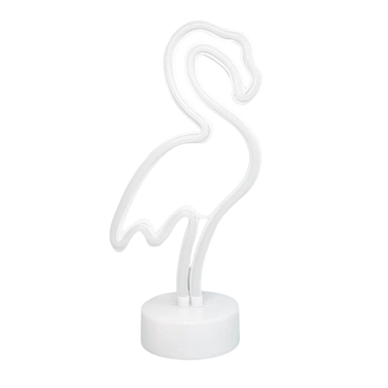 Flamingo shaped LED neon accent lamp with USB-powered acrylic base Bowlift