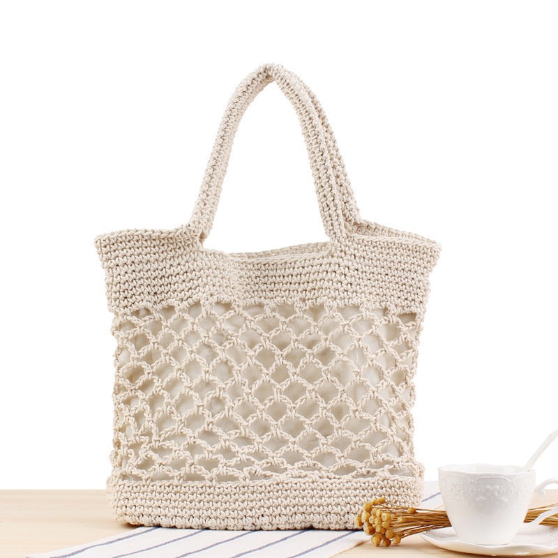 Macrame Beach Bag with Innovative Mesh Design Bowlift