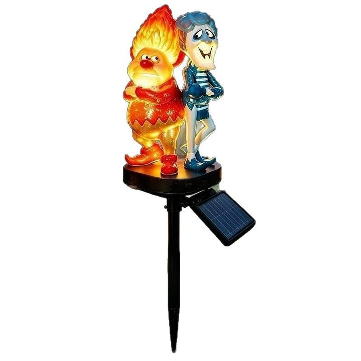 Solar-Powered Cartoon Flame Character Garden Stake Light With Acrylic Diffuser And Adjustable Ground Spike Bowlift