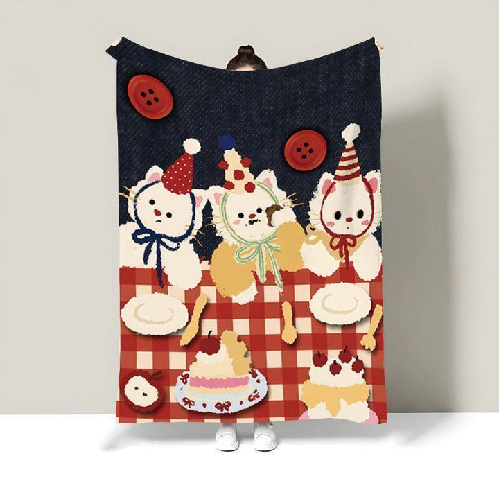 Cozy Cat-Themed Fleece Throw Blanket