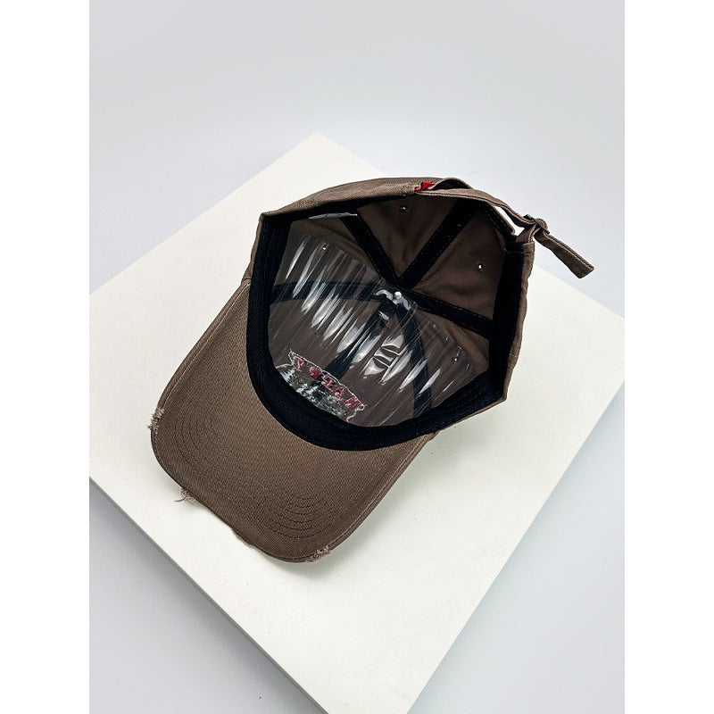 Men's Distressed Embroidered Camping Cap Bowlift