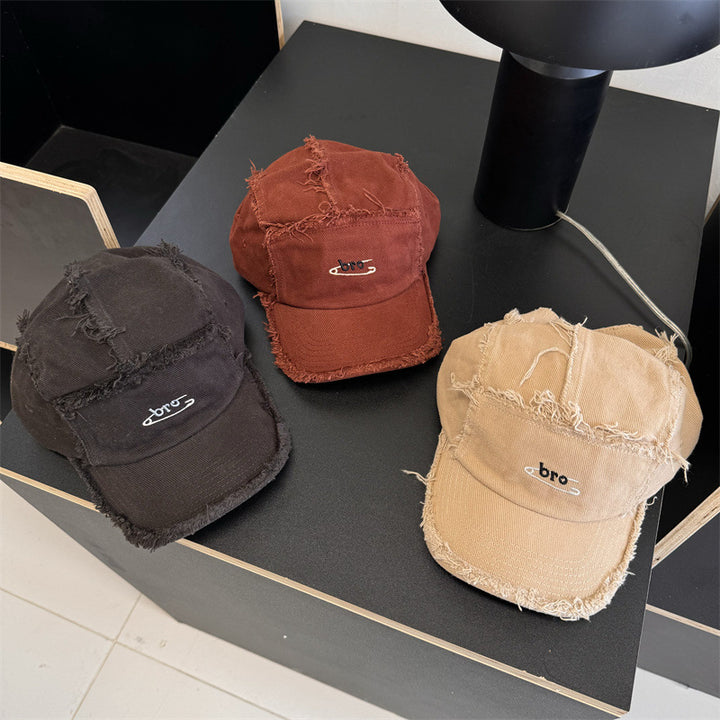 Men's Distressed Denim Snapback Cap Bowlift