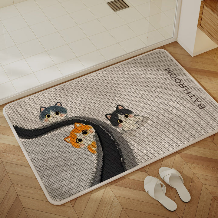 Cartoon Cat-Themed Non-Slip Bath Mat Bowlift