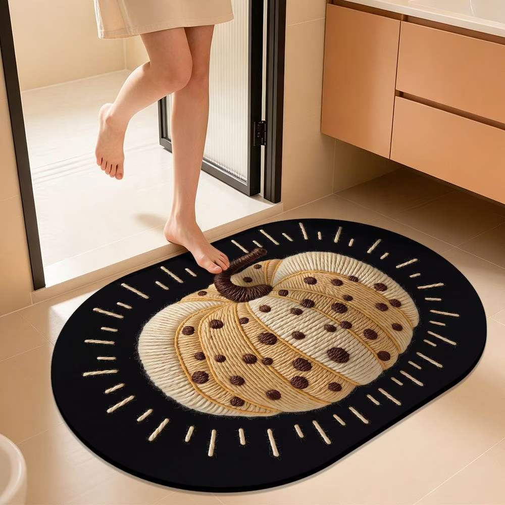 Pumpkin-Themed Decorative Bath Mat Bowlift