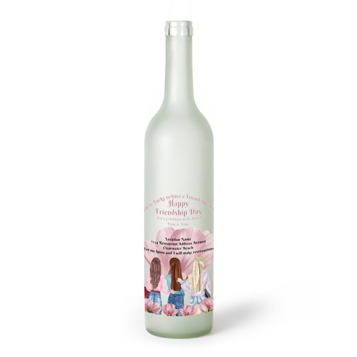 Decorative Frosted Glass Bottle Vase With Fashion Collage Decal