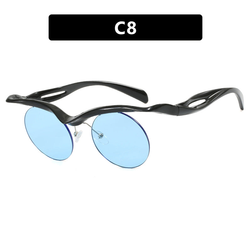 Women's futuristic sunglasses with curved frame and polarized lenses Bowlift