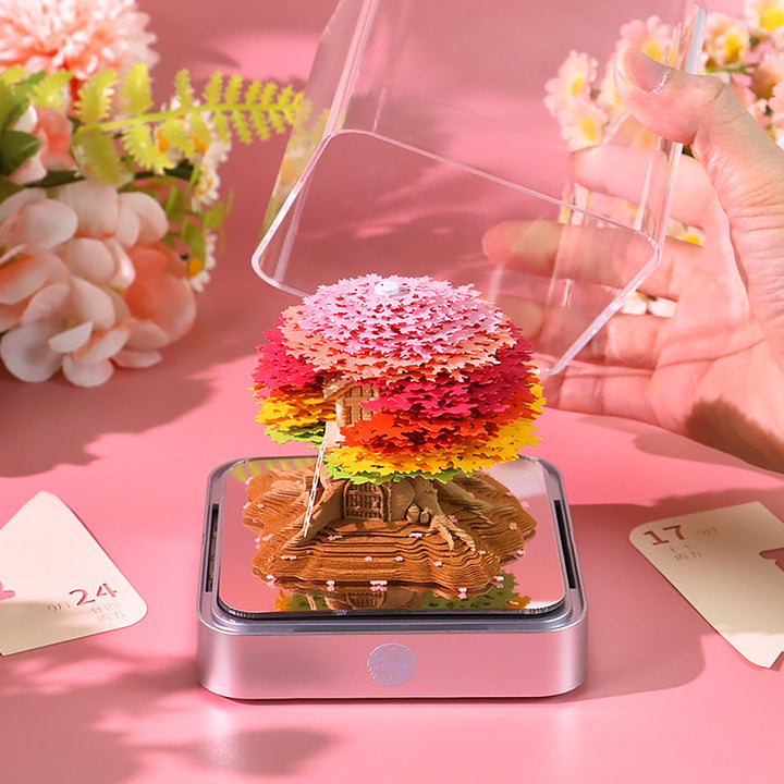 Handcrafted Layered Diorama Led Lightbox With Pop-Up Maple Tree Scene
