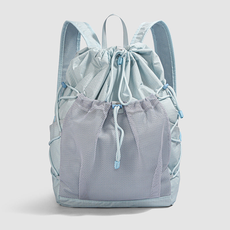 Versatile Mesh-Panel Drawstring Backpack Bowlift