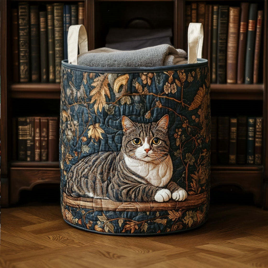 Quilted Decorative Laundry Storage Basket With Rope Handles Collapsible Fabric Organizer