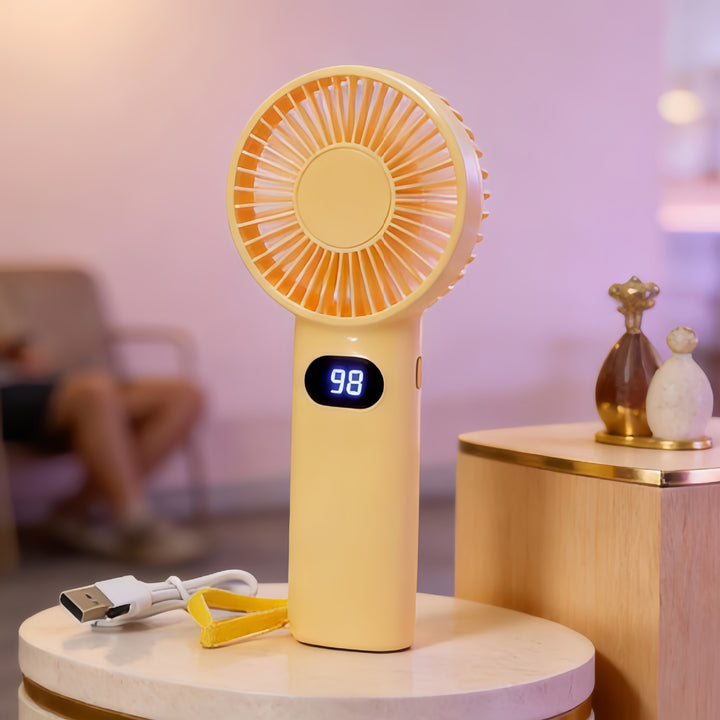 Portable handheld fan with digital temperature display Bowlift
