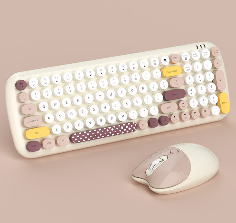Retro-Inspired Wireless Keyboard and Mouse Set Bowlift