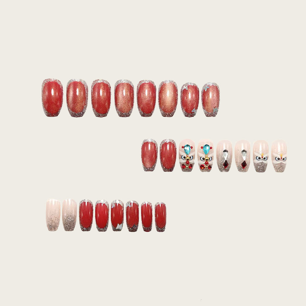 Artificial nails with glitter and gemstone applications Bowlift
