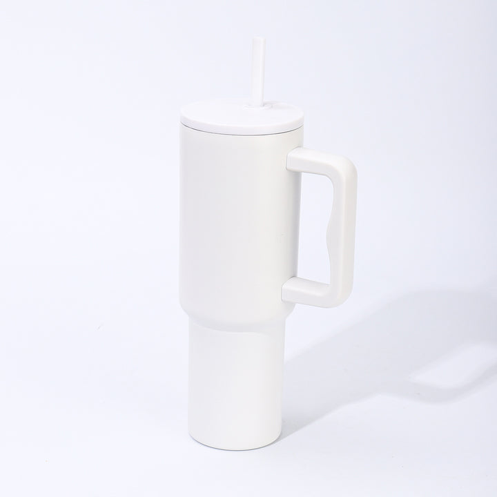 Double-Wall Insulated Travel Tumbler With Ergonomic Handle And Removable Straw