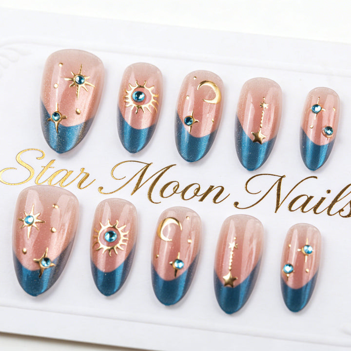 Artificial nail set with elegant rose and gold embellishments Bowlift