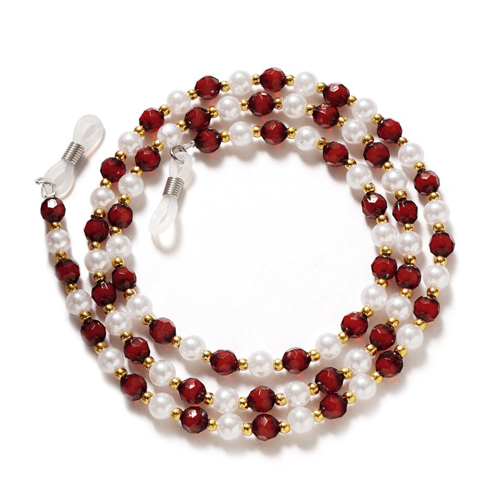 Elegant Pearl and Crystal Eyewear Chain Bowlift