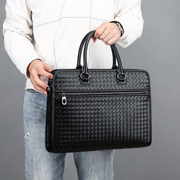 Elegant Briefcase Made of Woven Synthetic Leather Bowlift