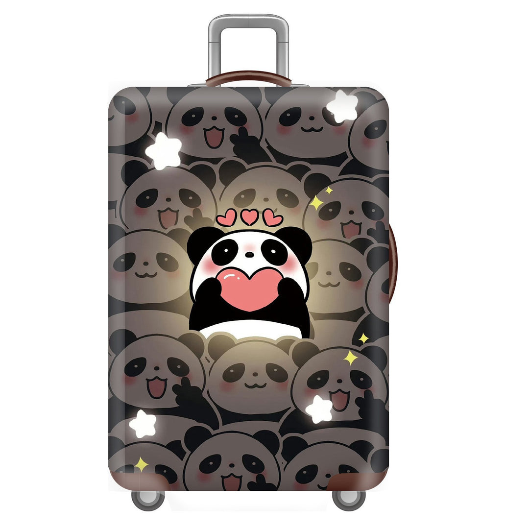 Unisex non-elastic suitcase cover for hard shell trolley with cute panda design, stretch protective cover with handle and wheel openings Bowlift