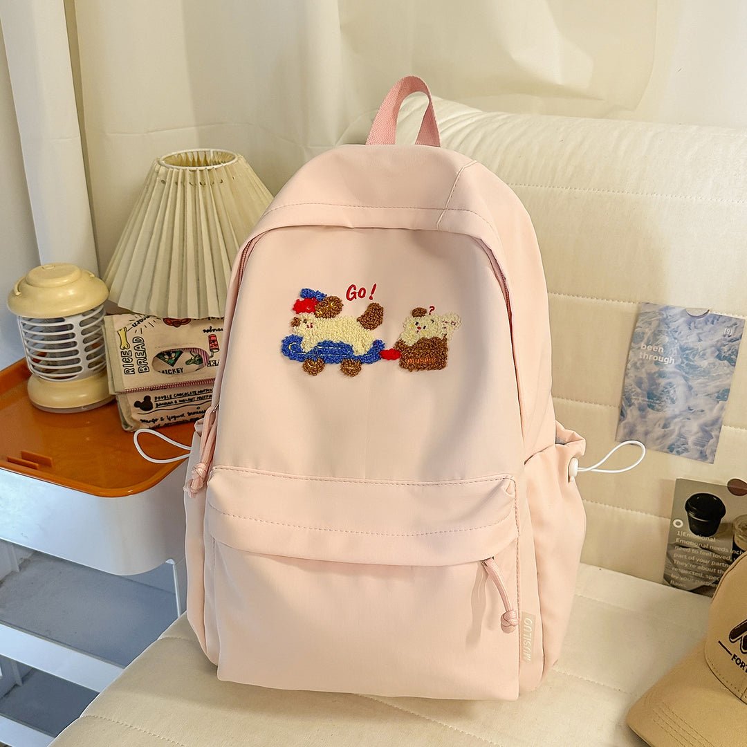 Playful Embroidered Backpack Bowlift