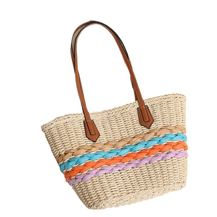 Curvy straw bag with colorful woven accents Bowlift
