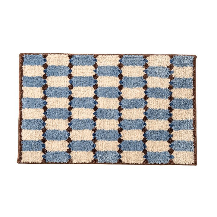 cozy cotton chenille bath mat with geometric texture pattern and non-slip back